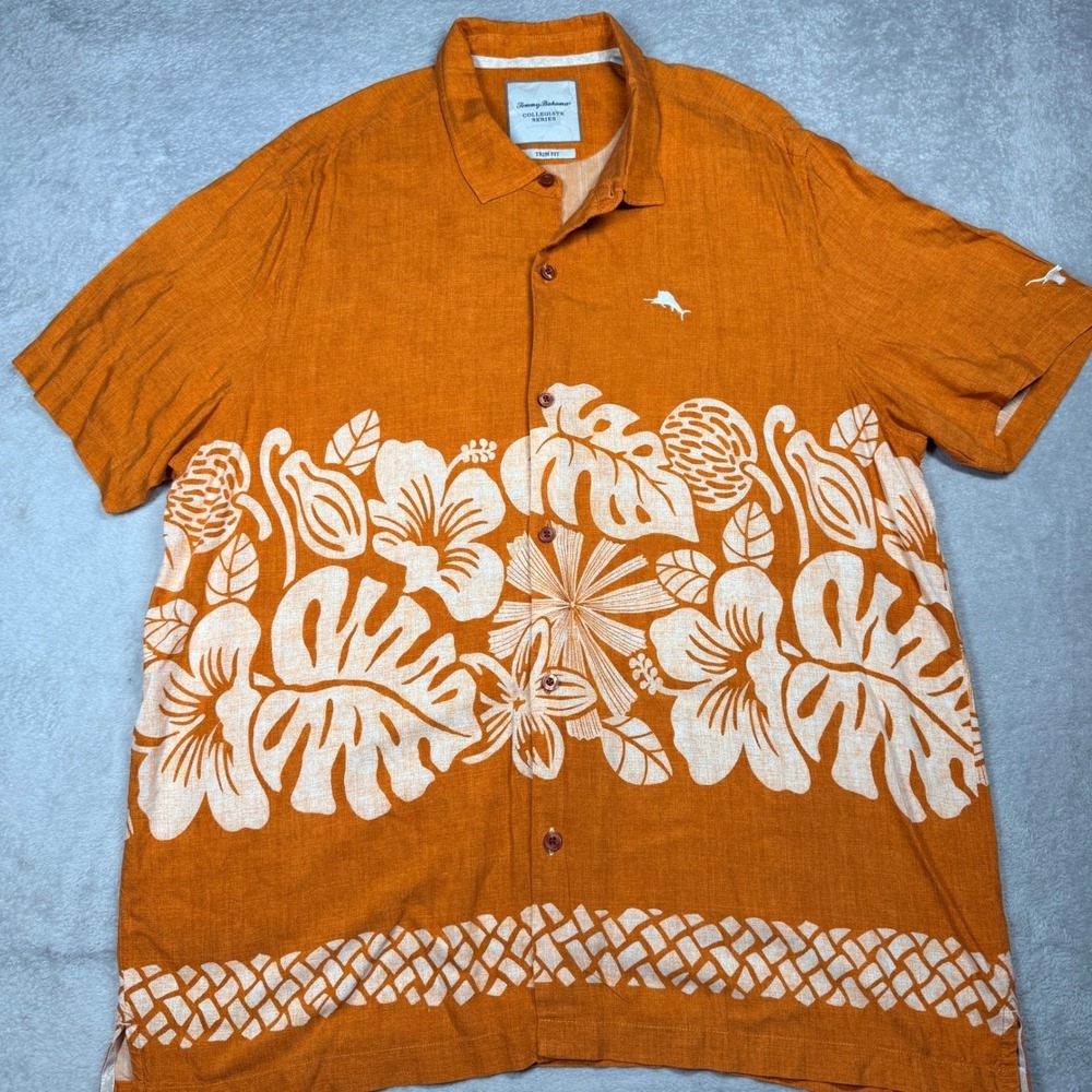 Tommy Bahama Collegiate Series Trim Fit Orange Texas Longhorn Hawaiian Shirt 3XL
